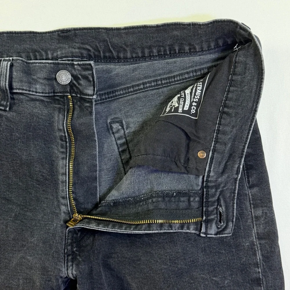 Levi's 514 Slim Straight Jeans Mens 36x31 Washed‎ Black Charcoal Stretch Denim